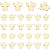 UNICRAFTALE 30Pcs Vacuum Plating 304 Stainless Steel Angel Pendant Golden Metal Charm 15mm Long Angel Fairy Pendant Stamping Blank Tag Charms for DIY Bracelet Pendant Jewelry Making 1.2mm Hole