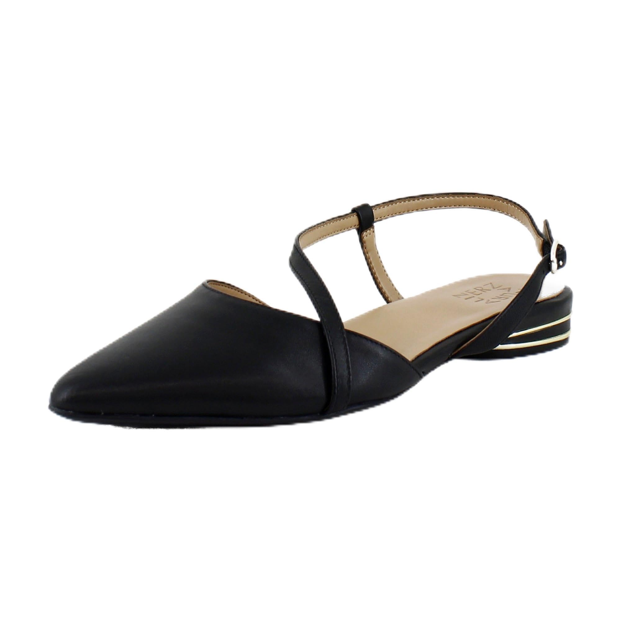 Naturalizer Womens Hawaii Pointed Toe Slingback Flats Black Leather 10 W