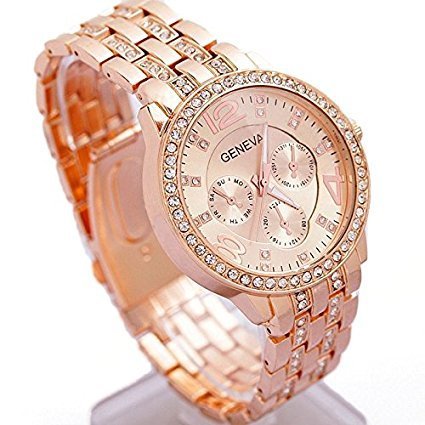 Men's Watch, Rose Gold Big Dial Alloy Crystal Rhinestone Quartz Leisure Classic Wrist Watch 40mm - Happy Hours Men's Watch, Rose Gold Big Dial Alloy Crystal Rhinestone Quartz Leisure Classic Wrist Watch 40mm - Happy Hours