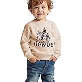 AFUKUIA Toddler Baby Boy Howdy Sweatshirt Rodeo Western Cowboy Graphic Long Sleeve Pullover Kid Funny Fall Winter Shirt Top