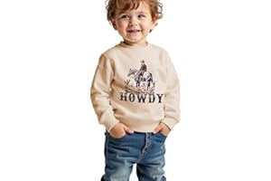 AFUKUIA Toddler Baby Boy Howdy Sweatshirt Rodeo Western Cowboy Graphic Long Sleeve Pullover Kid Funny Fall Winter Shirt Top