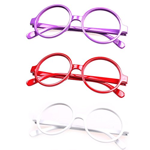 Set of 3 FancyG® Retro Geek Nerd Style Round Shape Glass Frame NO LENSES SET117