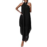 Verdusa Women's Formal Wedding Guest Dress Halter Flowy Chiffon Asymmetrical Long Summer Dress