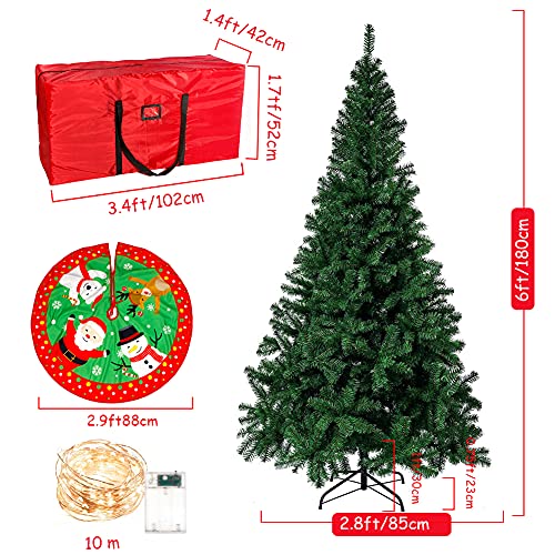 6 Feet Christmas Tree Collapsible with LED Strings Lights Tree Skirt