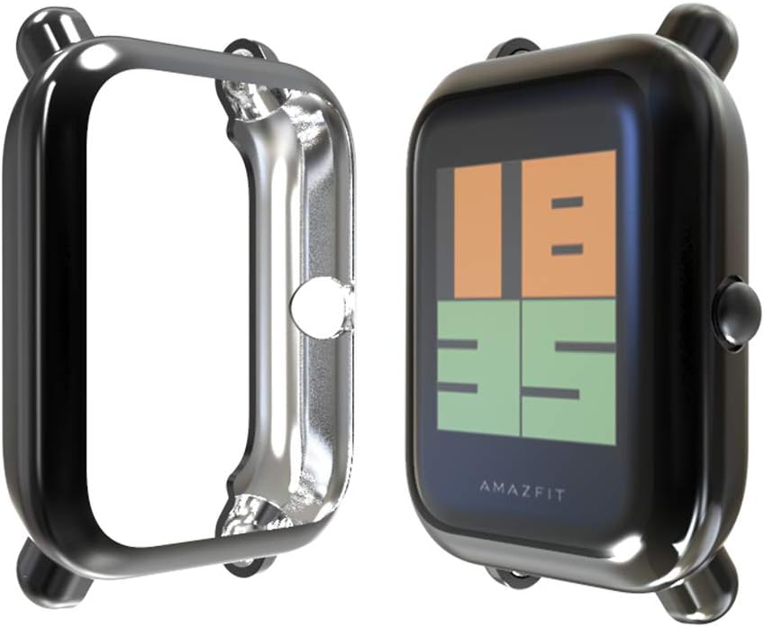 Landhoo Compatible with Amazfit Bip Case,TPU Screen Protector Rugged Cover All-Around Protective Bumper Shell Compatible (Black)