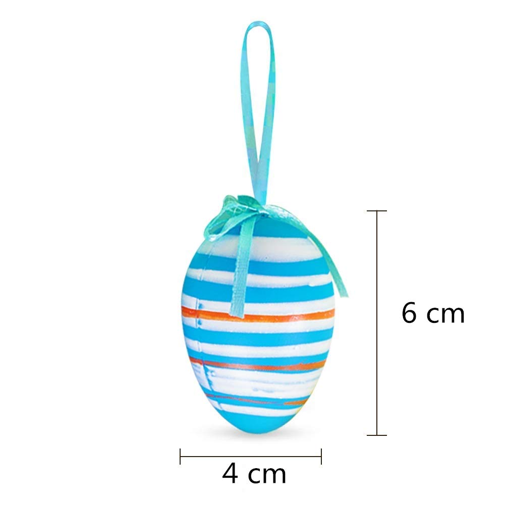 HAKACC 24 Stück Ostereier mit Seidenband-Aufhänger, Bunte Oster-Deko