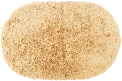 Casale Home Bright and Mat Dual Finish 50x80cm Oval High Pile Nylon Bath Rug with Embossed Foam Latex Non Skid Backing, Beige, 20 x 32"