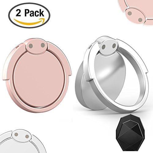 Phone Ring Holder &amp; Stand - 2 Pieces Universal Finger Grip Stand Holder Ring - Car Mount Phone Ring Grip for iPhone / Samsung / Galaxy / iPad / Phone Case (Rose Gold/White Hero)