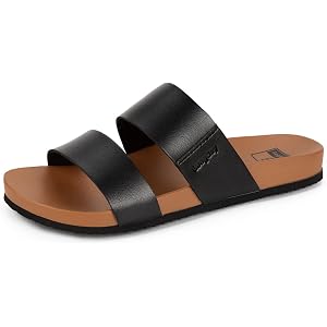 LongBay Women's Platform Slide Sandals with Arch Support Comfortable Slip On Lightweight Non Slip Sole Two Straps for Beach V