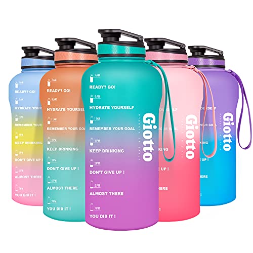 Giotto Large Half Gallon/64oz Motivational Water Bottle with Time