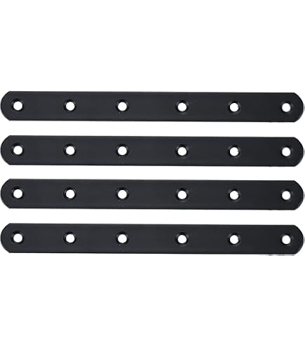 thumbnail image 2 of 8-Pack 5-Inch Stainless Steel Straight Brackets - Flat Mending Braces With Screws & Screwdriver For Furniture Repair, Reinforcement (Black) 2 of 11