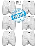 Basic Men's Big Man 6 Pack Full-Cut White Boxer Shorts