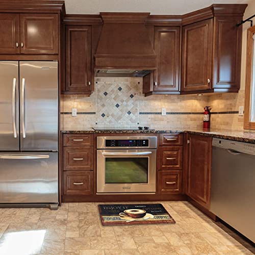 EVERGRACE Kitchen Floor Mat 17 x 30 inch, Coffee Theme AntiFatigue