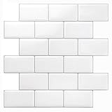 10-Pack Peel and Stick White Marble Tiles