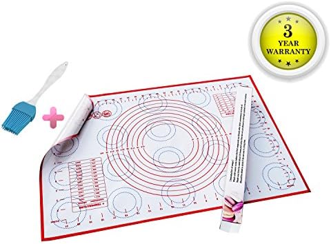 Baking Pastry Mat Premium Food Grade Silicone Counter Mats Dough Rolling Mat Non Stick Sheets With Round Corners Cooking Brush Included (23“)