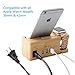 IPUTY Charging Station,USB Charging Stand, Bamboo Wood Mobile Phone Holder w/3 USB Ports Charging Dock Compatible Apple Watch(38mm&42mm),iPhoneX/8/8Plus/7/7Plus/SE/6s/6 Other Smartphone