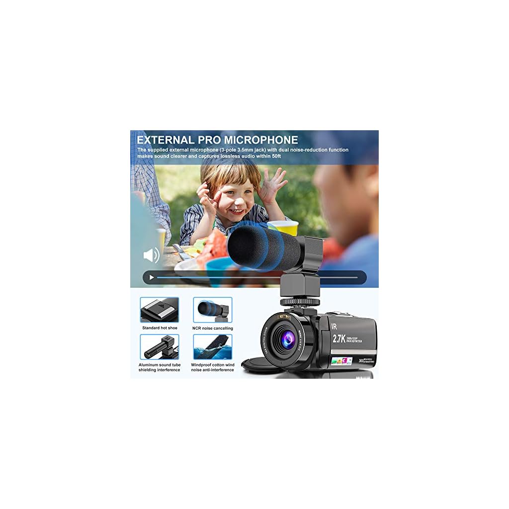 Video Camera 2.7K Camcorder Ultra HD 36MP Vlogging Camera for YouTube