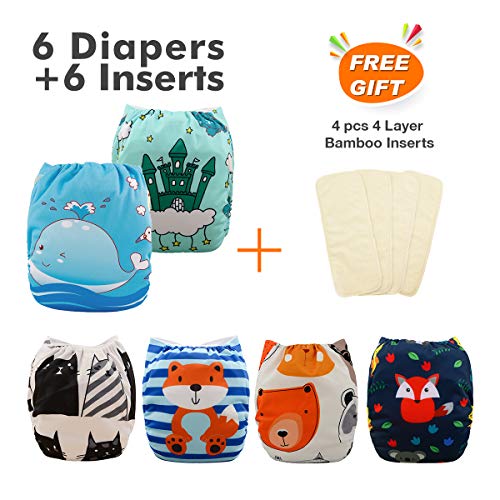 babygoal Reusable Cloth Diapers for Baby Boys, One Size Adjustable Washable Pocket Nappy Covers
