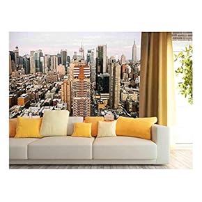 Skyline View of City Buildings - Removable Wall Mural | Self-Adhesive Large Wallpaper - 66x96 inches