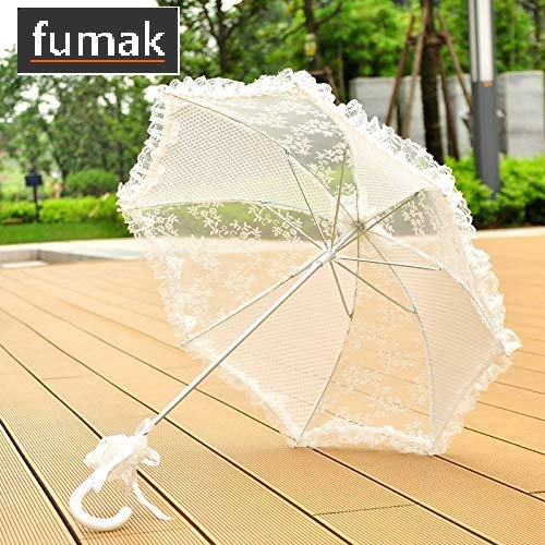 ハンドメイド傘 Fumak 装飾 結婚式 クリスマスデコレーションギフト レース傘 ブライズメイド B07mxwk9tx ホワイトレースウェディング傘 ゴルフ傘 売れ筋ランキングも