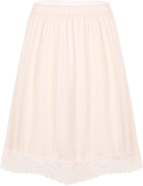 Lot De 2 Jupons Femme 60 Cm - Fond De Jupe Long Satin Taille Élastique Confortable (Kaki, Noir) - Taille L