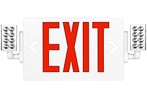 EXITLUX 1 Pack Led Red Exit Sign-120-277V Double Face UL Listed-LED Combo Emergency Light with Adjustable Two Head and Backup