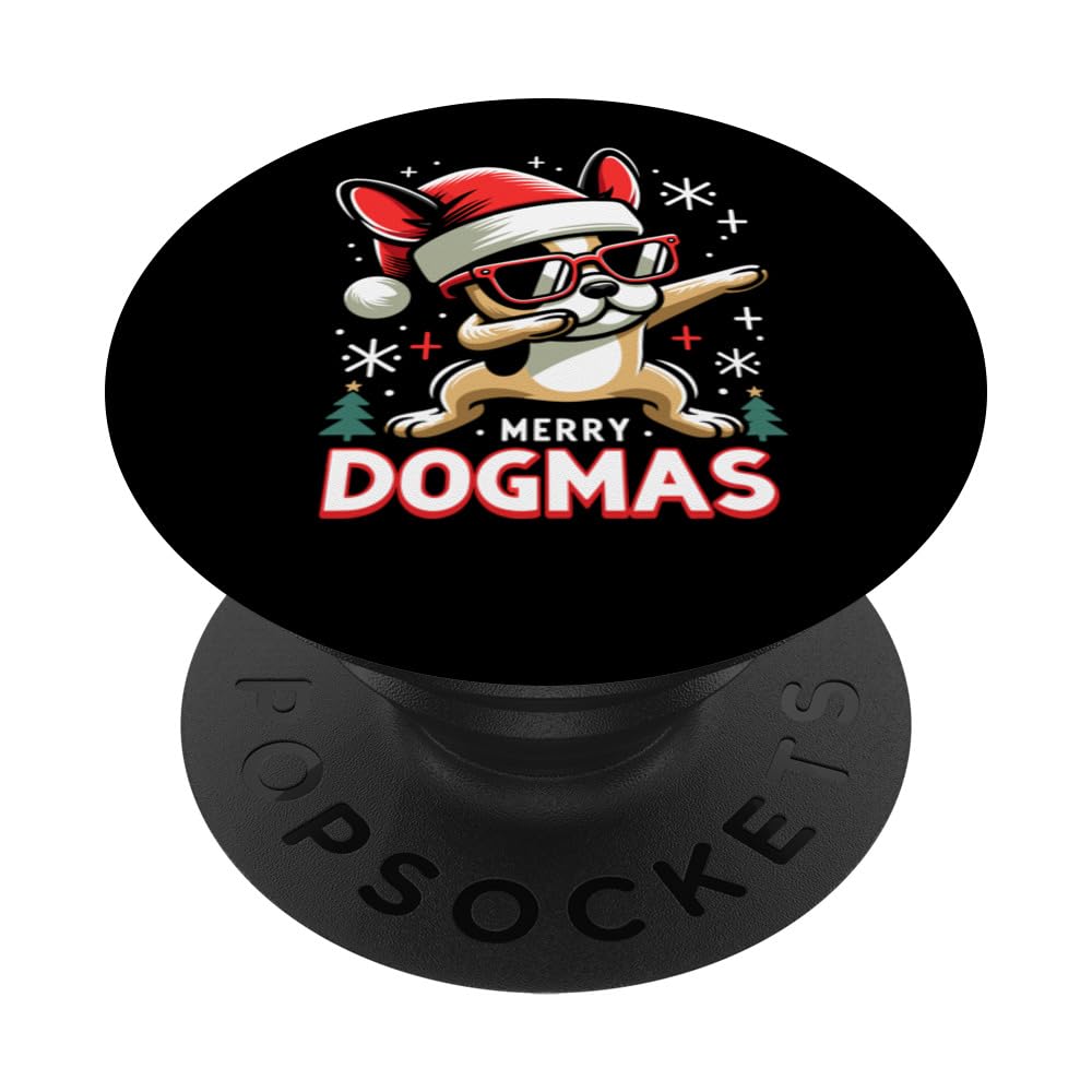 Christmas Bulldog Dog Dab Pose Merry Dogmas Santa Hat Xmas PopSockets Swappable PopGrip