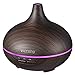 VicTsing Essential Oil Diffuser, 150ml Mini Aroma Wood Grain Cool Mist Humidifier for Office Home Study Yoga Spa Baby, Auto Shut-Off and 14 Color Night Lights (Dark Brown)thumb 1
