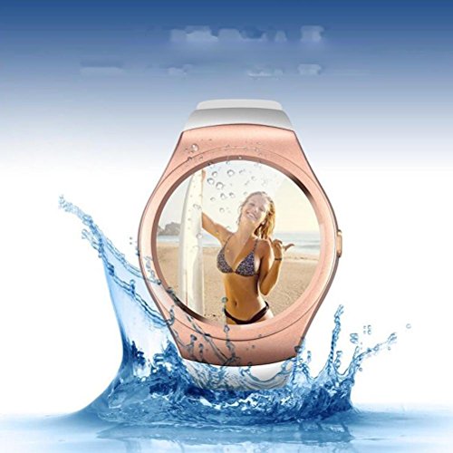 L@YC New Intelligent Circular Screen Watch Support SIM Card TF Card Waterproof Heart Rate Monitoring Smart Watch, Gold