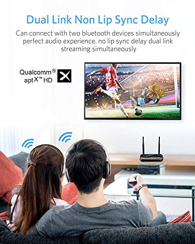 ISELECTOR Bluetooth 5.0 Transmitter Receiver Adapter - Long Range Wireless Audio Adapter Dual-Link aptX Low Latency Bluetooth Audio Extender with Optical Digital, RCA, Aux for TV/Home Stereo - Thumbnail 4