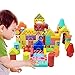 NEOWOWS 121 Pieces Wooden Building Blocks Shape Sort Alphabet Number Stacking Games Wood Blocks Construction Toys Includes 41 Pieces Dominoes with Carrying Bag Educational Toys for Kids