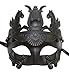 Masculine Greek & Roman Soldier Men Venetian Masquerade Mask (Matte Black)