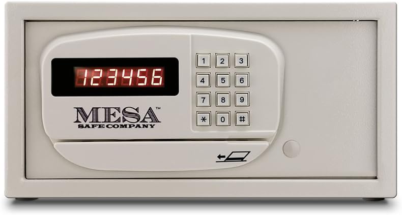 Mesa Safe Company Model MH101 Residential and Hotel Electronic Burglary Safe, Cream - Credit Card Operated Safe - 