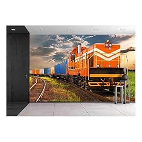 Freight Train - Removable Wall Mural | Self-Adhesive Large Wallpaper - 66x96 inches