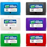 BAZIC Products 13-Pocket Poly Expanding File, Coupon/Check Size, 6-Set | Assorted 13-pocket poly accordion file, Safe PP, Sorts bills and records, Bulk pack, For school and office filing