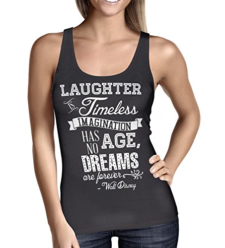 Black Laughter is Timeless Walt Disney Quote Ladies Tank Top – M Gym Workout