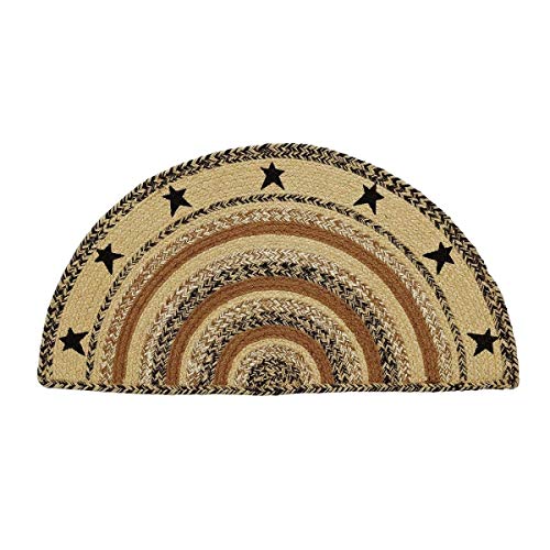 Stars Semicircle Rug 16.5" x 33", Black Star Half Circle