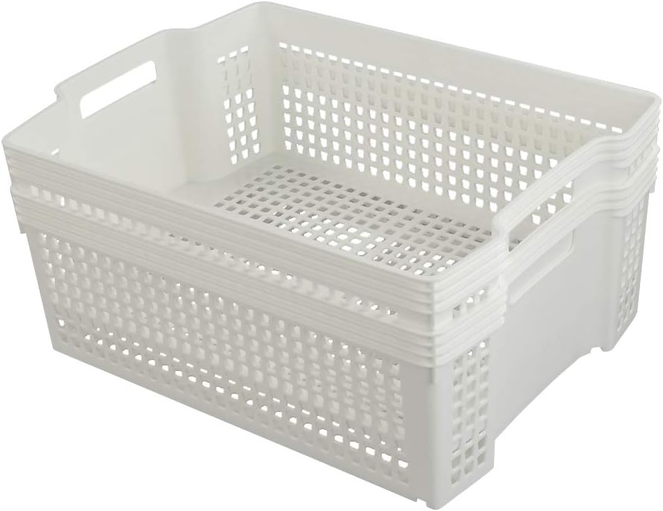 Utiao White Plastic Basket Tray, 15.16" x 11.02" x 5.12", 2