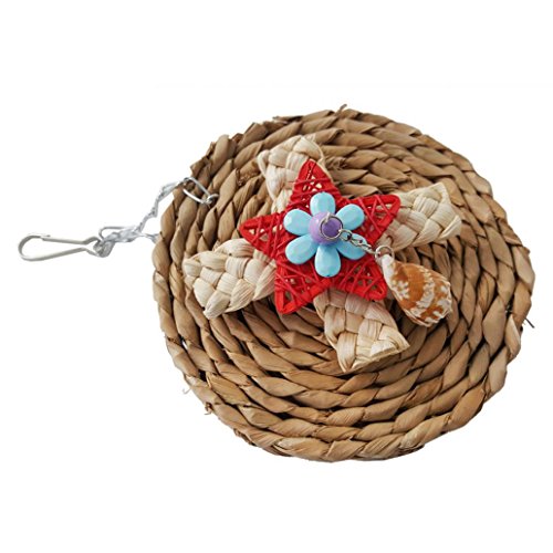 Afco Corn Weaving Shell Dangle Pet Parrot Bird Cage Hanging Decor Round Chew Toy Brain Game Training Tool size 15cm x 24cm
