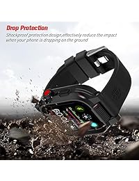 Funda impermeable para Apple Watch Series 4 de 1.575 in, resistente a los golpes, resistente a los impactos, funda protectora sellada con correa de silicona suave premium.