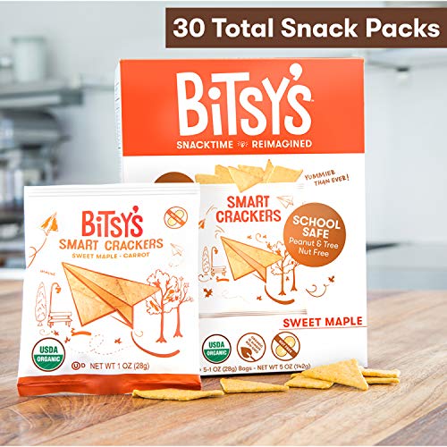 Bitsy's Multi-Pack Organic Smart Crackers Sweet Maple Carrot 5 Count Snackpacks (Pack of 6) Healthy Organic Nut-Free Snacks with Fruits and Vegetables for Kids - Thumbnail 3