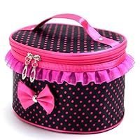 DZT1968 Handle Large Cosmetic Bag Travel Makeup Organizer Case Holder (Black)