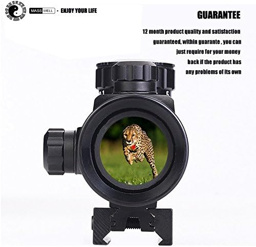 MASSWELL (TM) 1X 40 Red/Green Dot Sight Scope Tactical Weaver Picatinny Mount Five Brightness Settings Illuminated red Reticle