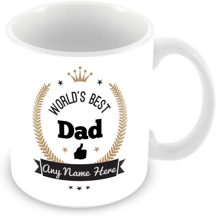 World's Best Dad Personalised Mug Gift Customise Cup with Name Gold