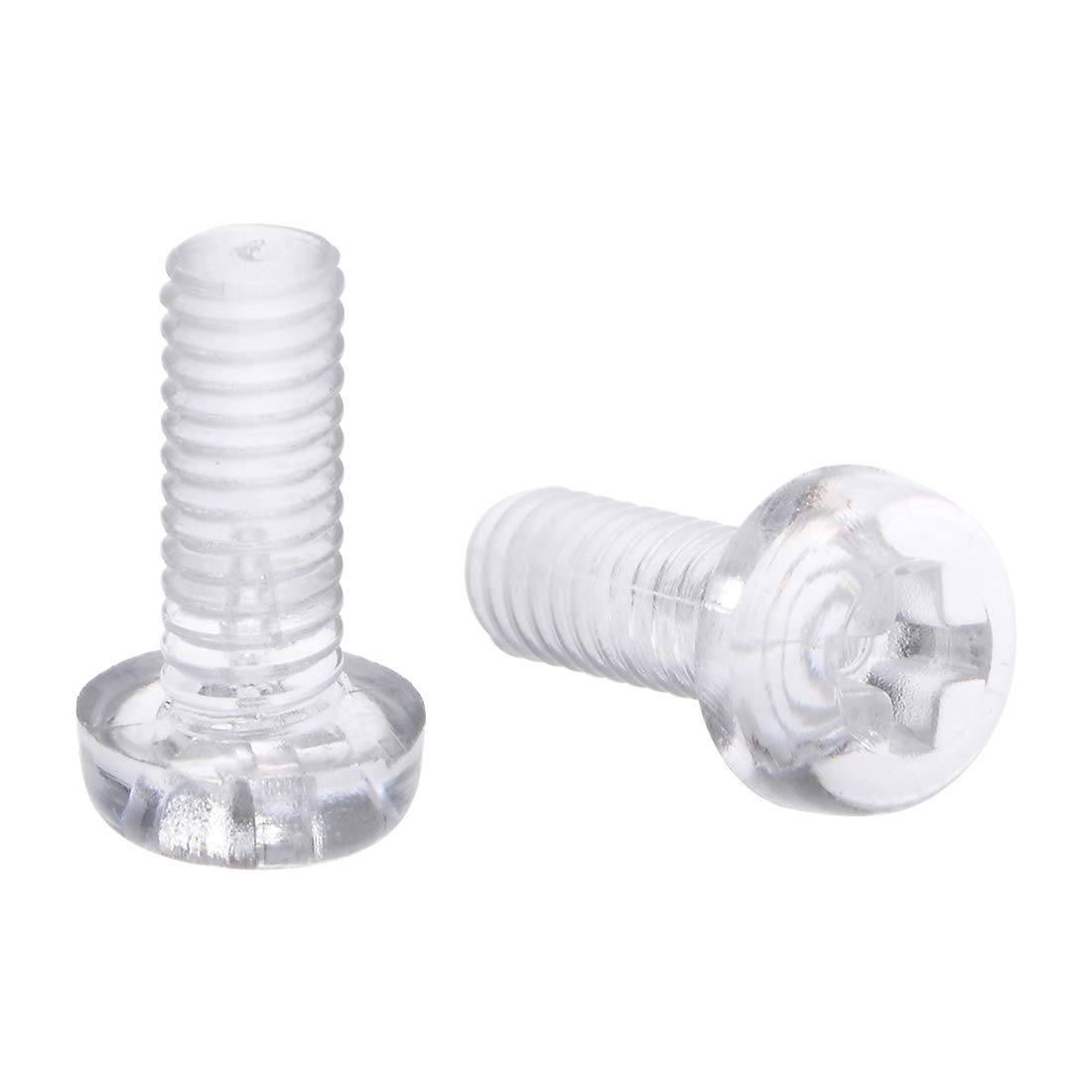 sourcing map M4x10mm Plastic Screws PC Transparent Acrylic Phillips Cross Pan Hand Tighten Screw 50Pcs