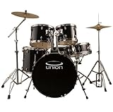 Union DB5770 (BK) 5 Piece Jazz/Rock/Blues Drum Set With Hardware Cymbals And Throne - Black