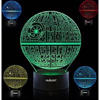 UBIKORT 3D Lamp Illusion Death Star Wars Lamp, Unique Birthday Star Wars Gifts for Men, Perfect Star Wars Decor Night Lights for Kids, Ideal Gift for Star Wars Fans, 7 Colors Change, Wall Charger