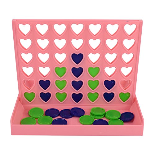 AMGlobal 4 in a Row, Line Up 4, Heart-Shaped Four in a Row Game, Classic Family Toy, Board Game For Kids and Family For Fun(Pink)