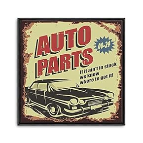 Framed Canvas Wall Art for Living Room, Bedroom Vintage Garage Canvas Prints for Home Decoration Ready to Hanging - 16x16 inches