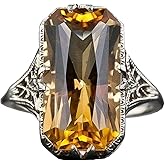 Aimys Vintage Women 925 Sliver Ring Citrine Natural Party Wedding Engagement Jewelry Cocktail Party Bridal Engagement Hollow engraving Band (6)